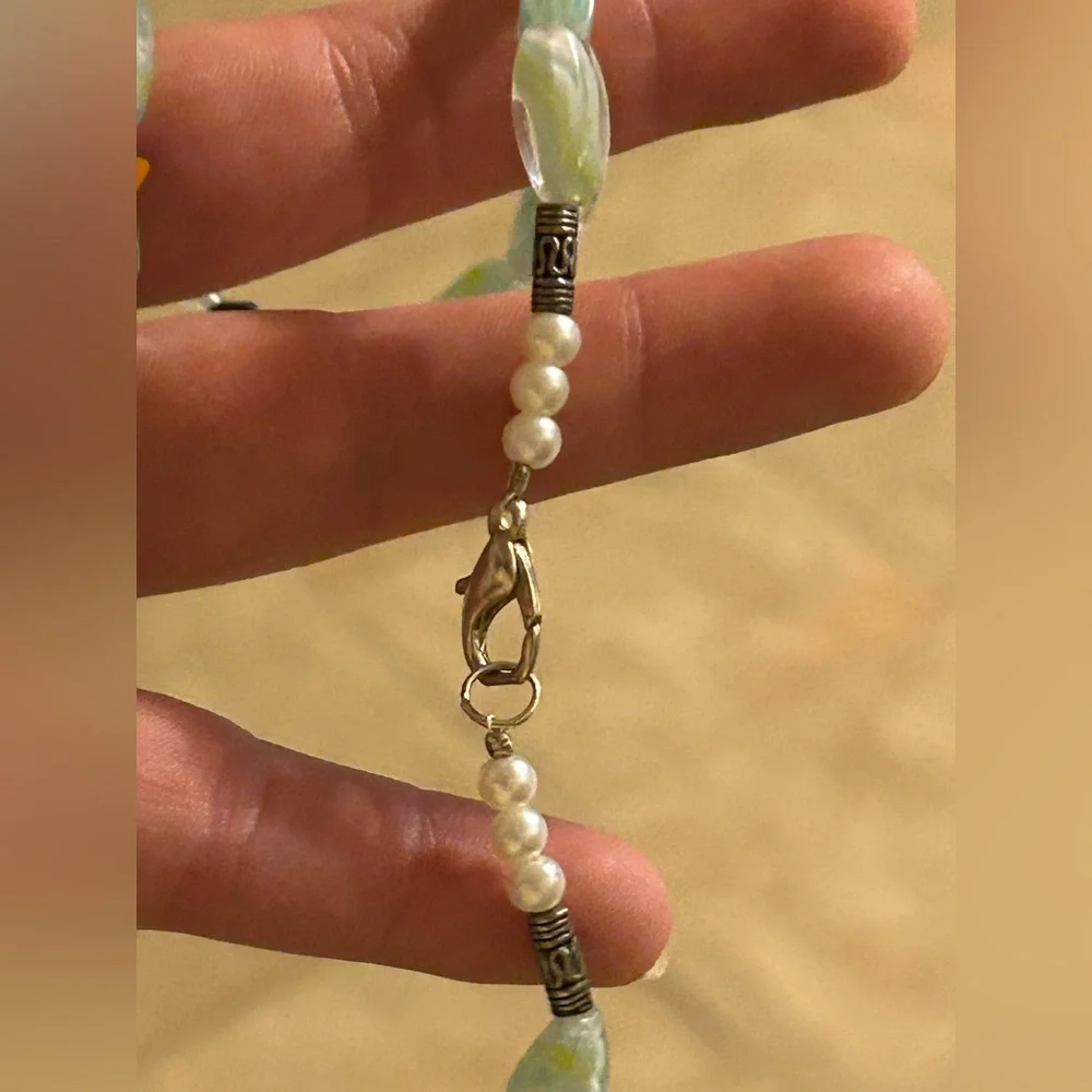 Vintage Swarovski Mint Green Crystal Beaded Choker Necklace Unsigned